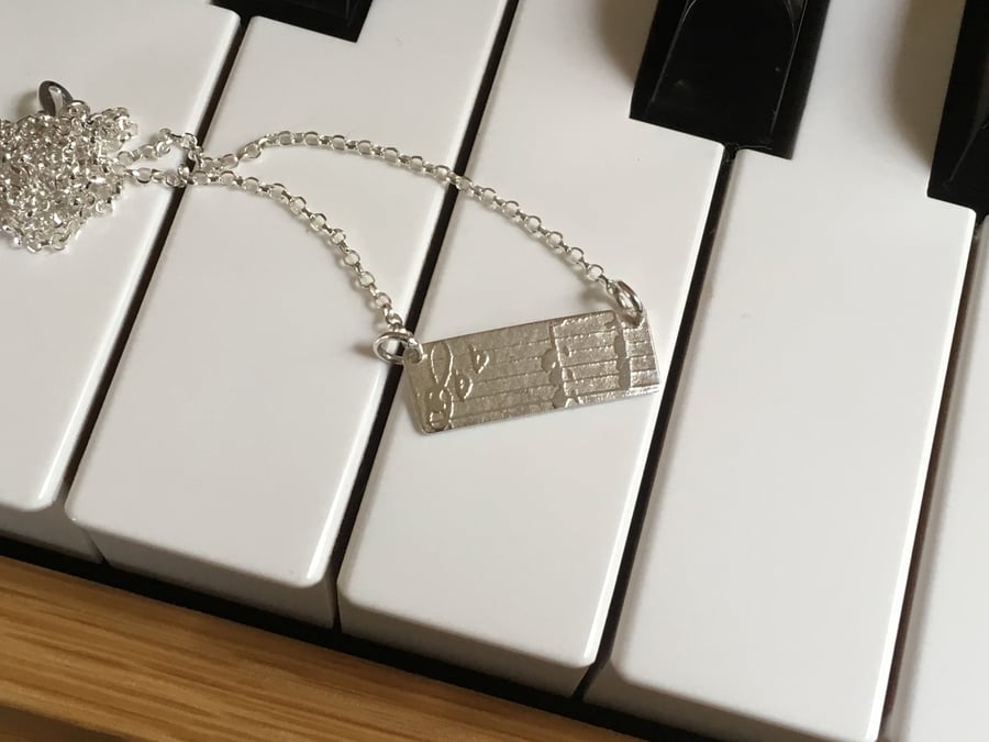 "SALE"  silver necklace, music, notes necklace