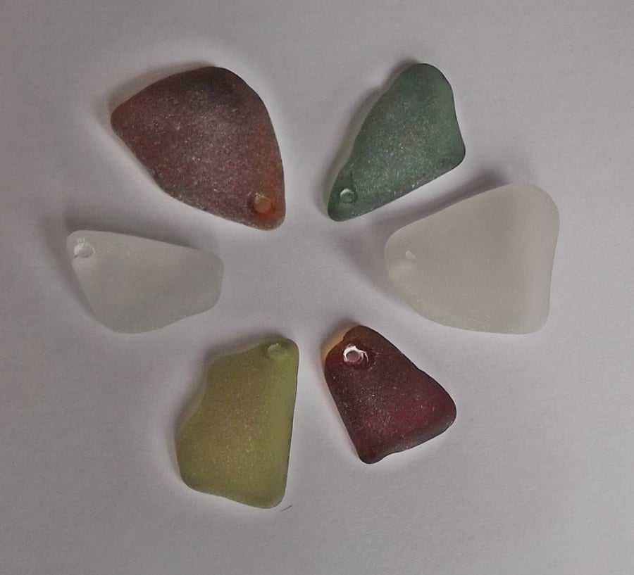 Drilled sea glass pendants