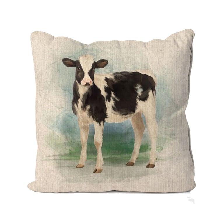 Handmade Calf Design Cushion-Linen. Size 40x40cm- (16"x16") CUS248