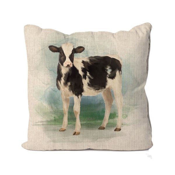 Handmade Calf Design Cushion-Linen. Size 40x40cm- (16"x16") CUS248