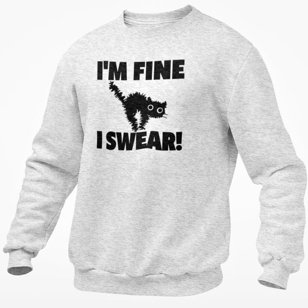 I'm Fine I Swear Jumper Sweatshirt Funny Novelty Stressed Out Joke Present 