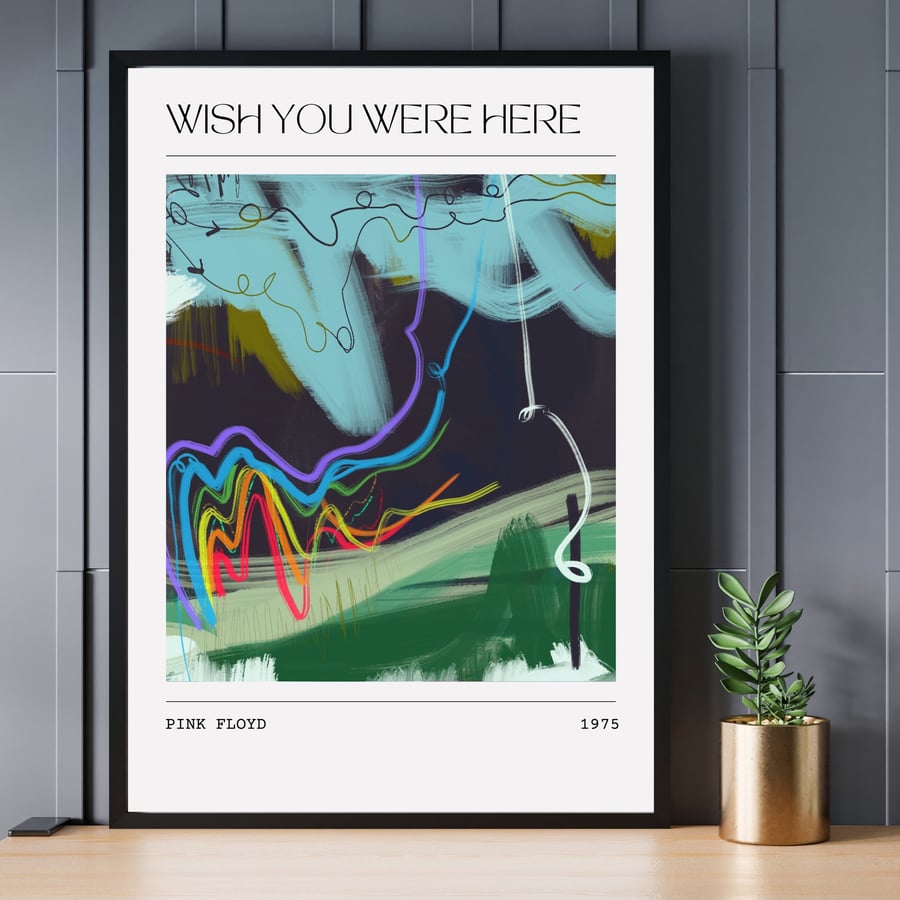 Music Poster Pink Floyd - Wish You Were Here Abstract Painting Art Print 