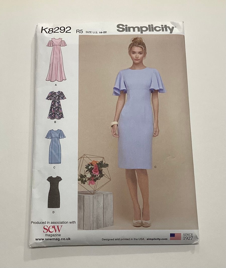 Sewing pattern, uncut, Simplicity k8292, dress pattern