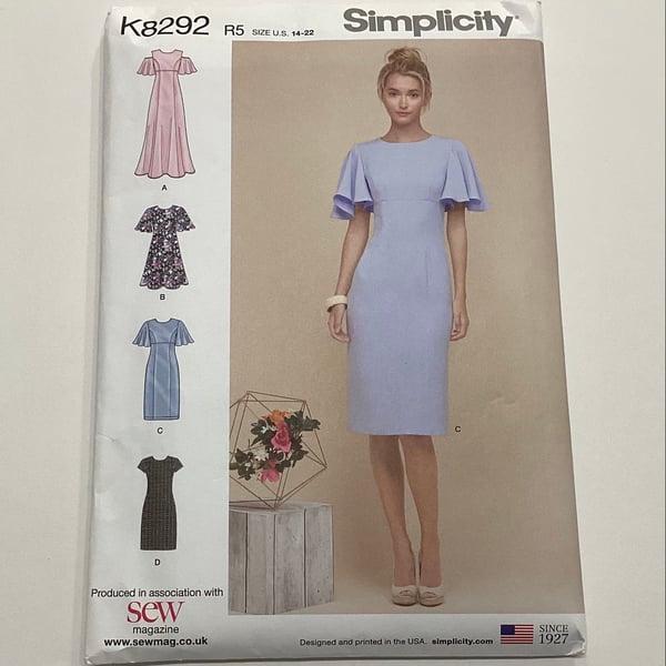 Sewing pattern, uncut, Simplicity k8292, dress pattern