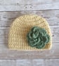Handmade Crochet Baby Beanie with Flower, Optional Colour Choices and Sizes - Image 3