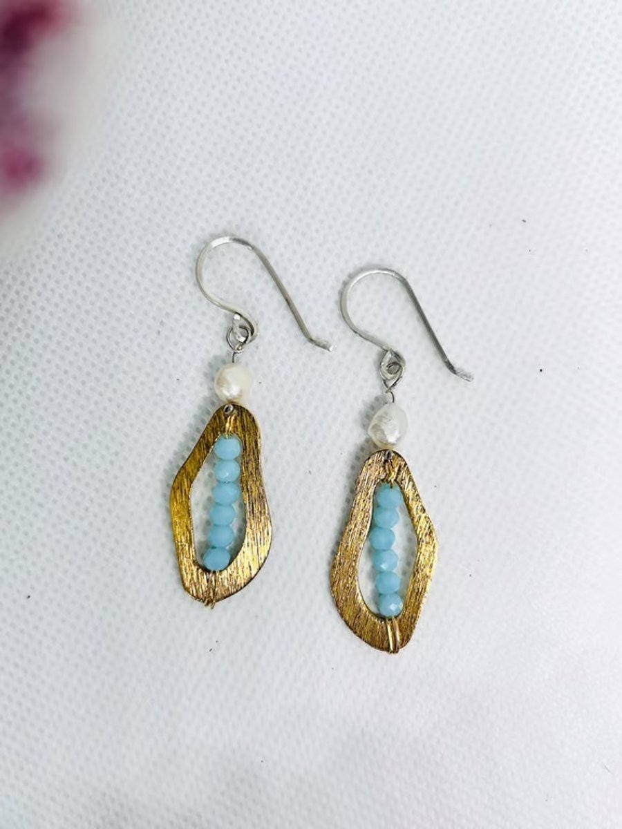 Sterling Silver & Freshwater Pearl Crystals Earrings