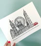 A4 Print of Original London Illustration Unframed  