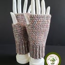 Fingerless Gloves. Multicolour Tweed. Crochet Fingerless Mittens.