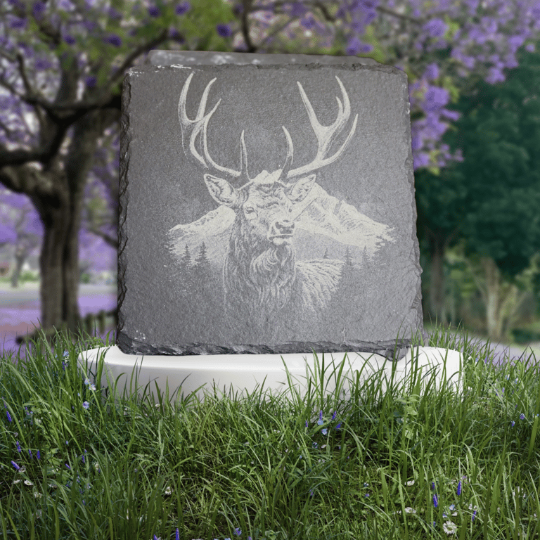4 pack slate Highland stag coasters