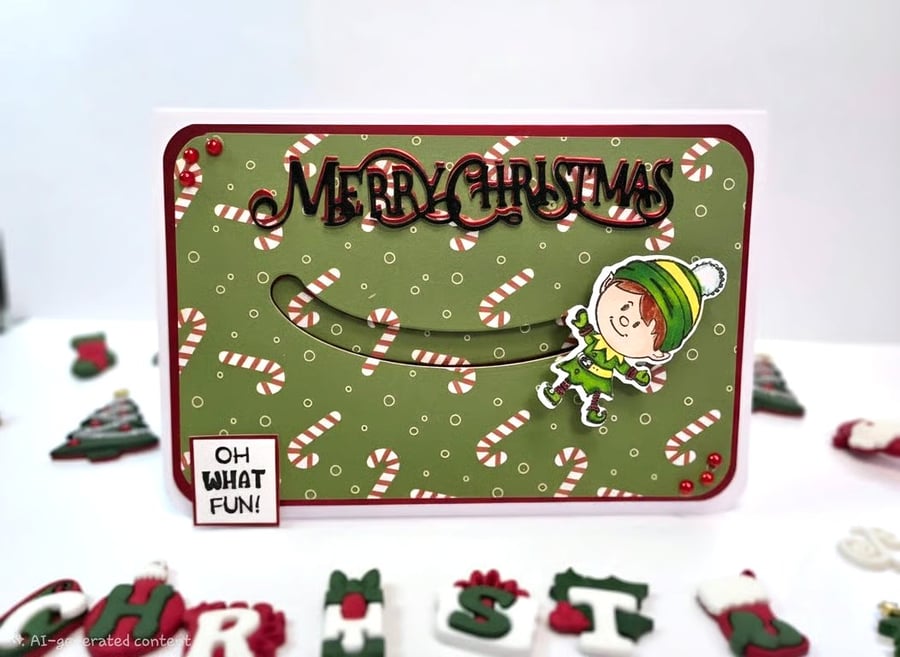 Merry Christmas Elf Slider Card