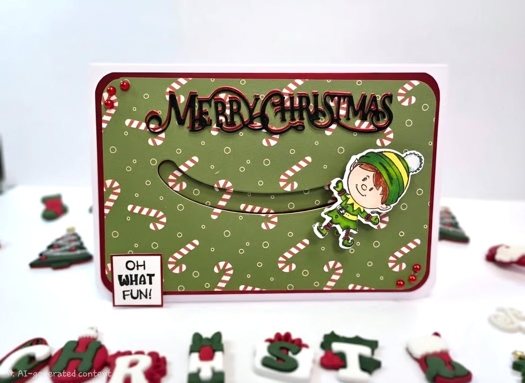 Merry Christmas Elf Slider Card