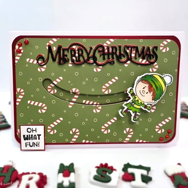 Merry Christmas Elf Slider Card