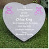 Personalised Grey Granite Baby Heart Memorial Grave Plaque GraveStone