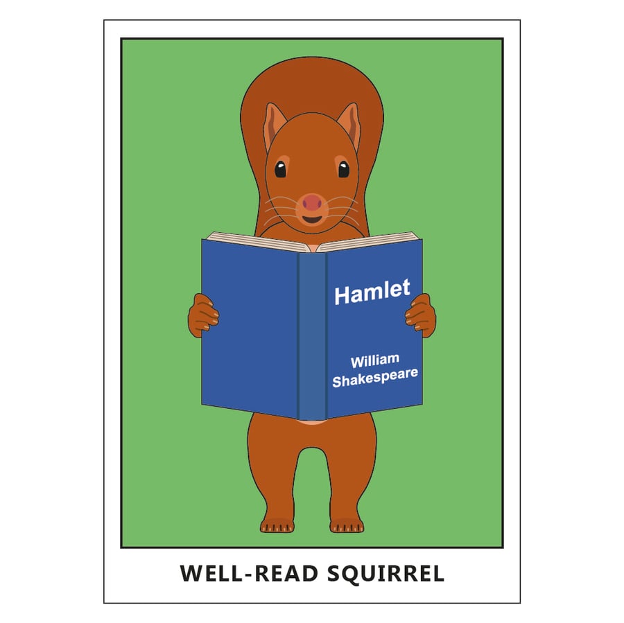 Image of Well-Read Squirrel Postcard