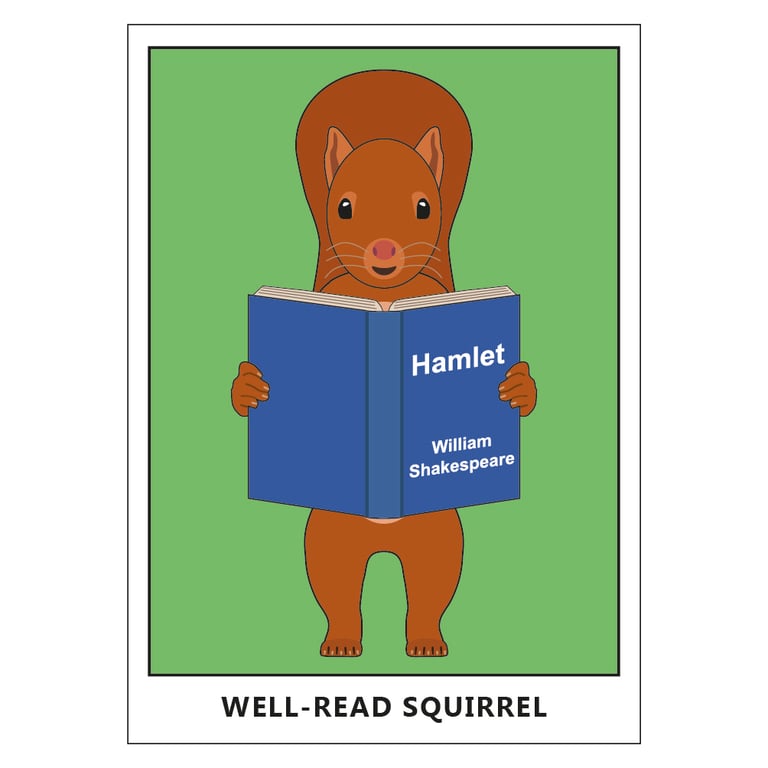 Well-Read Squirrel Postcard