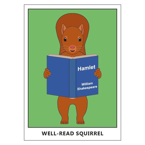 Well-Read Squirrel Postcard