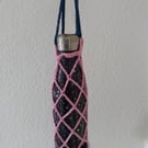 Crochet bottle holder - Pink & Blue