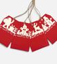 Handmade Christmas Gift Tags, Slide In Message Tags, Red Set of 4