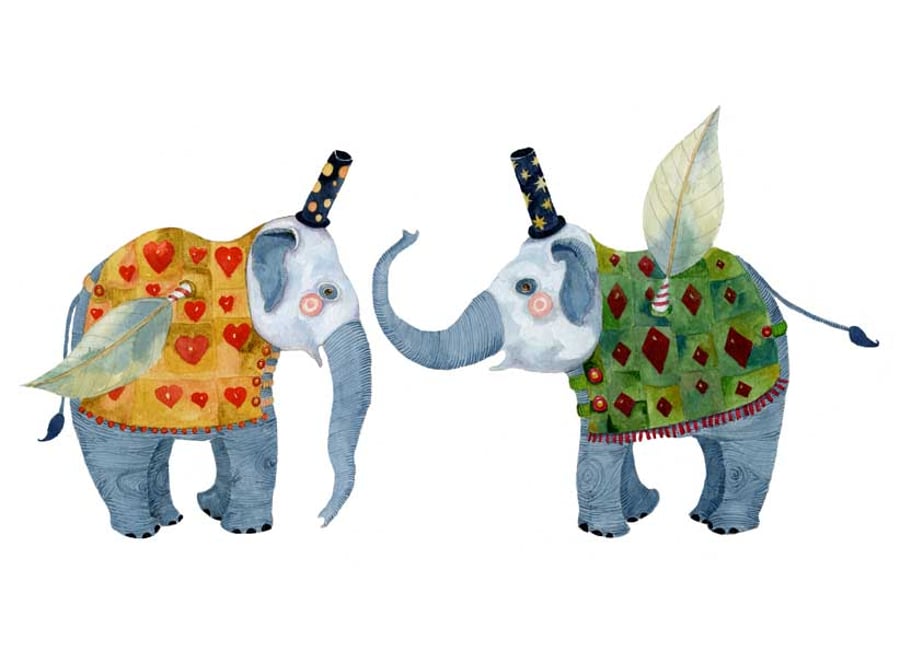 Elephant Giclee print A4 Flying Elephant illustration