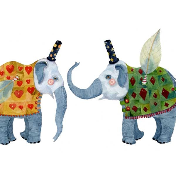 Elephant Giclee print A4 Flying Elephant illustration