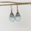 Copper with blue and white enamel dangle earrings