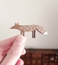 Fox Brooch, Fox Pin, Wooden Fox Pin, Folklore Brooch