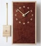 Rectangular Pendulum Wall Clock in burr madrone and sycamore with inlaid squares - Image 3