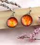 Handmade Ceramic Dangle Earrings, Foraged Bristol Clay, Orange Glaze - Image 6