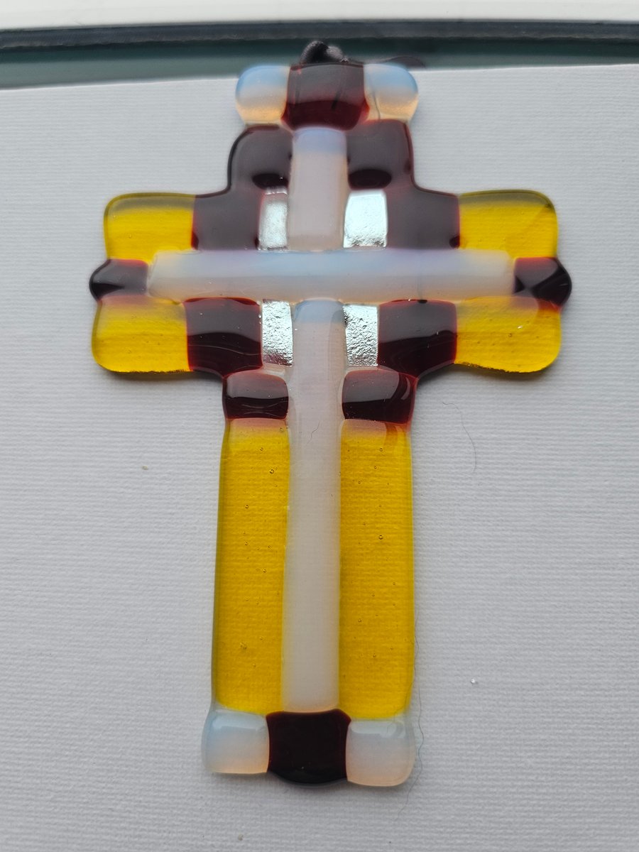 Fused Glass - Medium cross - Golden