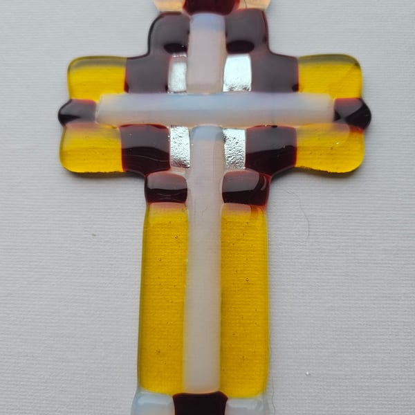 Fused Glass - Medium cross - Golden
