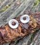 Little frosted silver hag stone stud earrings - Image 2
