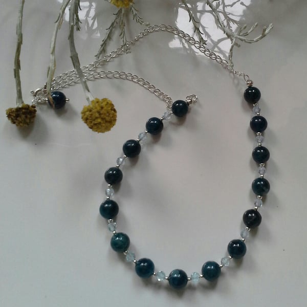  Apatite & Sky Blue Topas Sterling Silver Necklace