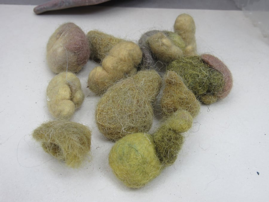 Small Multicolour Yellow Brown Natural Dye Felt Nuggets I