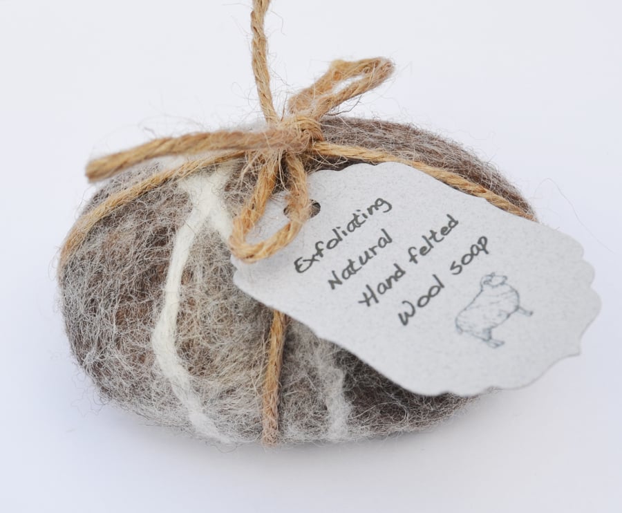Felted soap, felted soap bar, natural soap, pebble soap, wool soap.