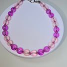 Pink and Purple frosted glass bracelet 
