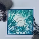 Original gelli print seaweed greetings card.