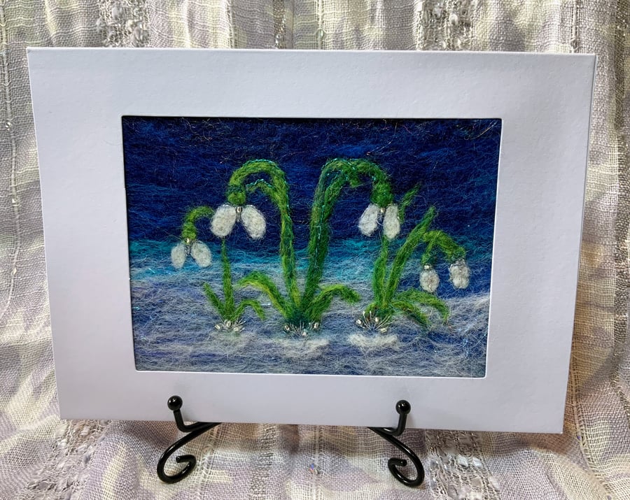 Winter Night Snowdrops Christmas Card