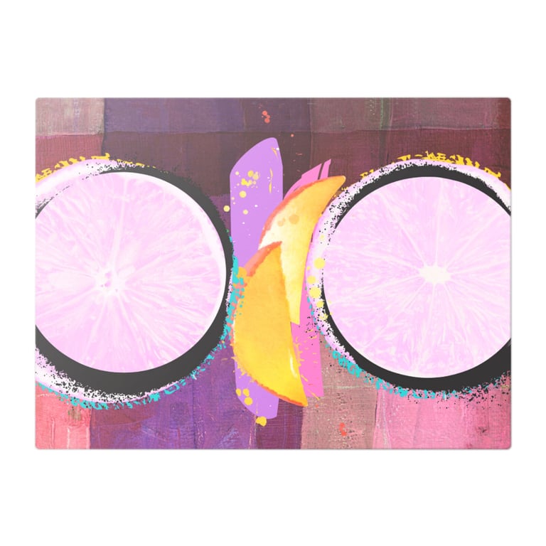 Abstract Pink Grapefruit & Fruits Glass Chopping Board