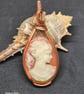 Vintage Cameo,  wire wrapped pendant in copper wire  - Image 2