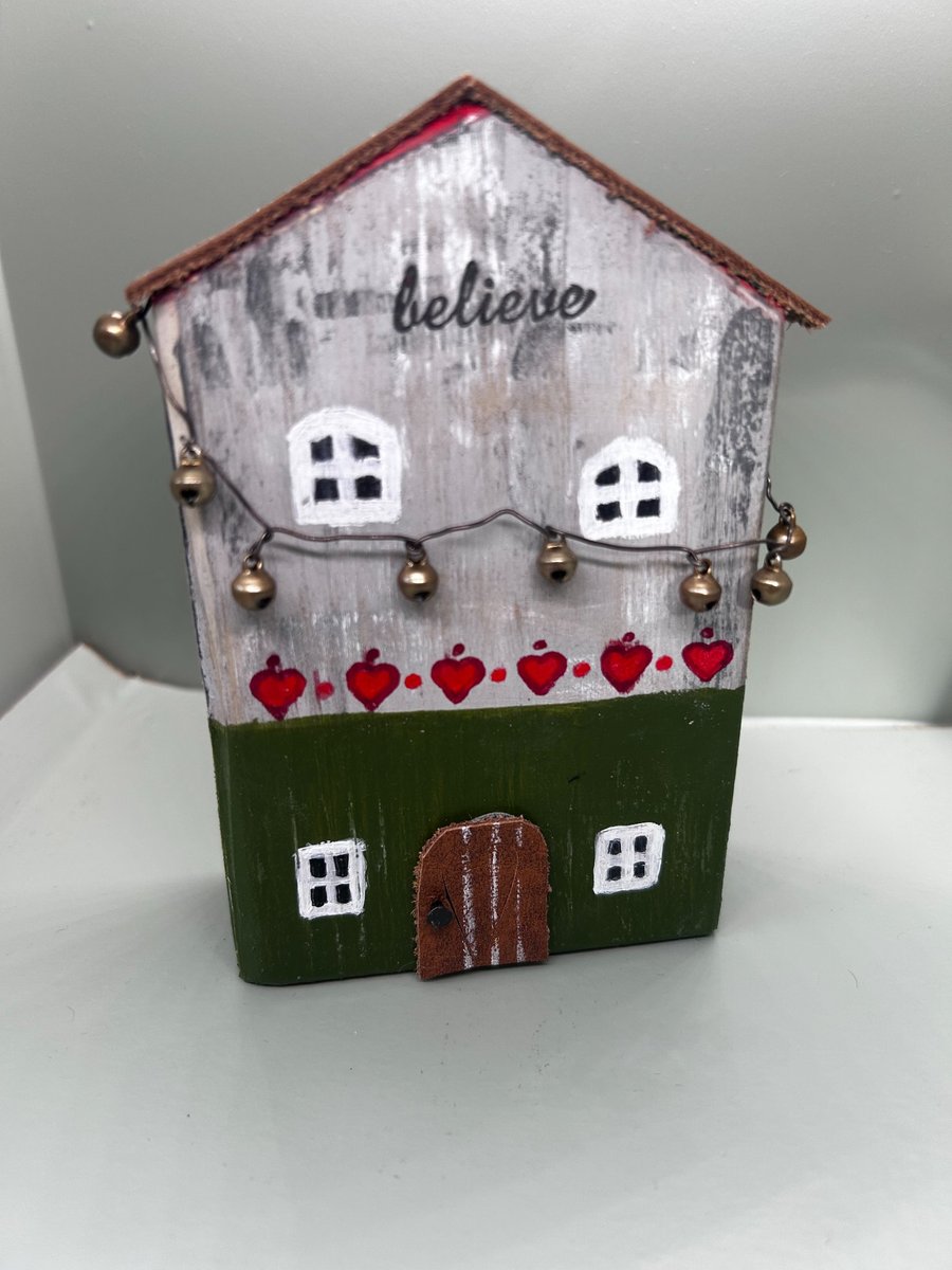 Christmas hand painted wooden house