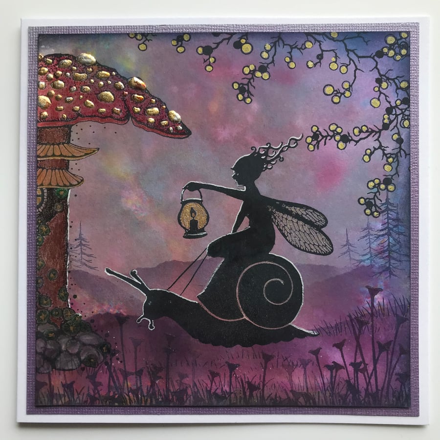 Birthday card. Mystical Fairy. Mushroom.