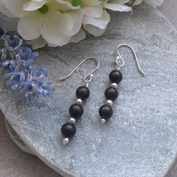 Shungite Argentium Silver Earrings