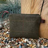 Green tweed coin purse needlecord back from repurposed shooting jacket