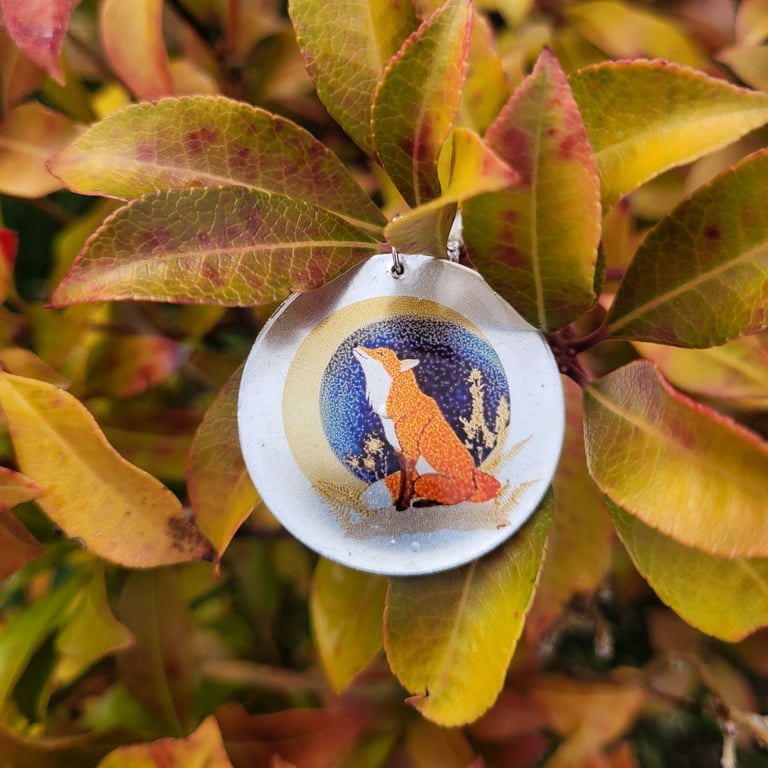 Fox and the Moon Aluminium Pendant