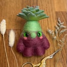 Succulent Gnome Art Doll Purple Green