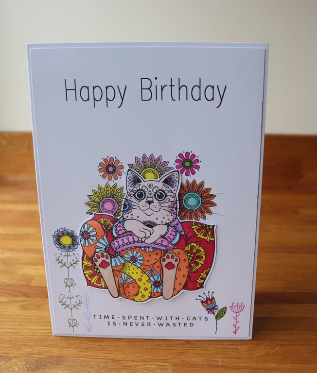 Hippie Cat cushion relaxing 