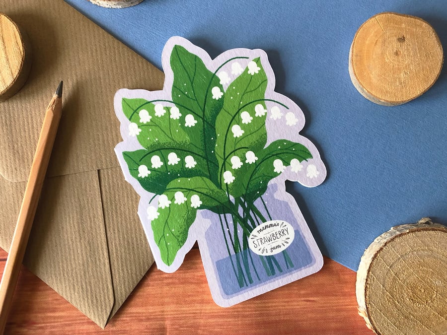 Jar of Lily of the Valley Greetings Card