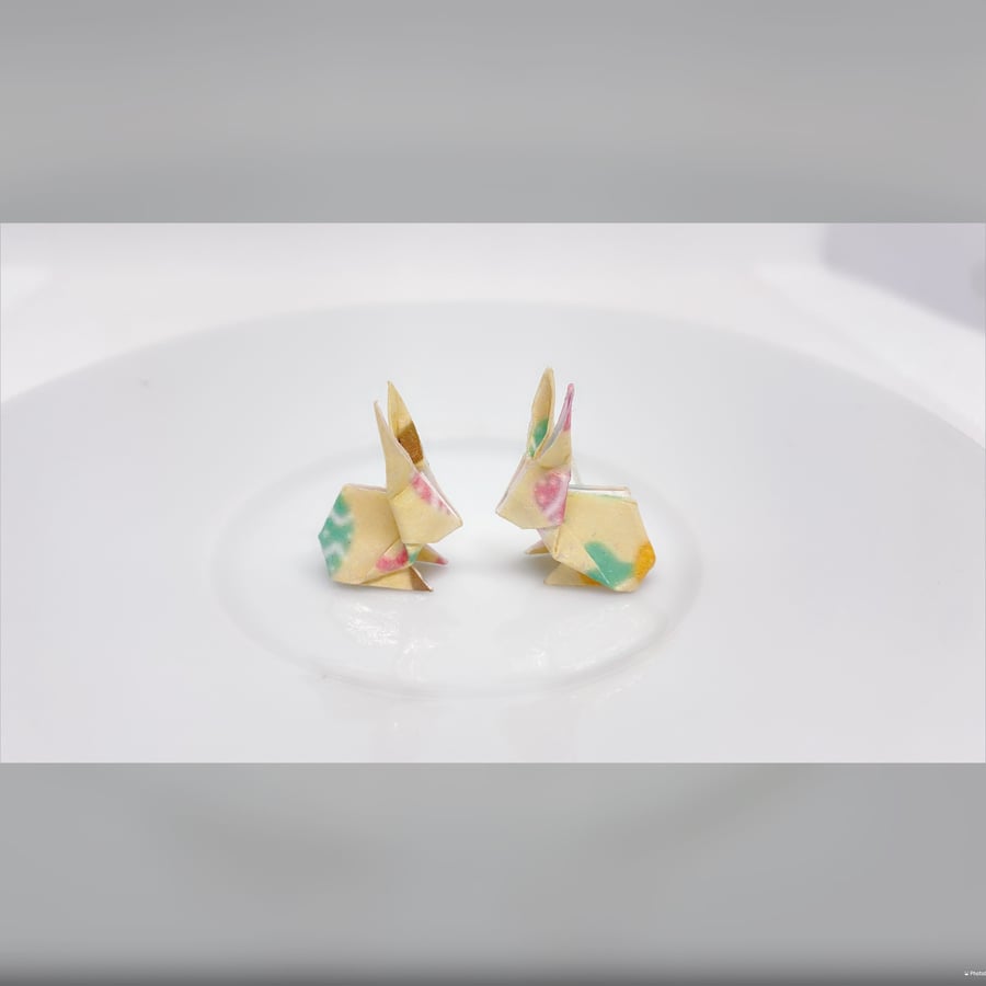 Rabbit Earrings, Origami Rabbit Earrings, Paper Rabbit Earrings, Love Rabbits