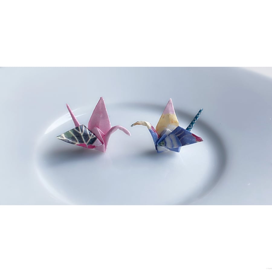 Origami Crane Earrings, Paper Crane Earrings, Tiny Stud Earrings, Paper Bird
