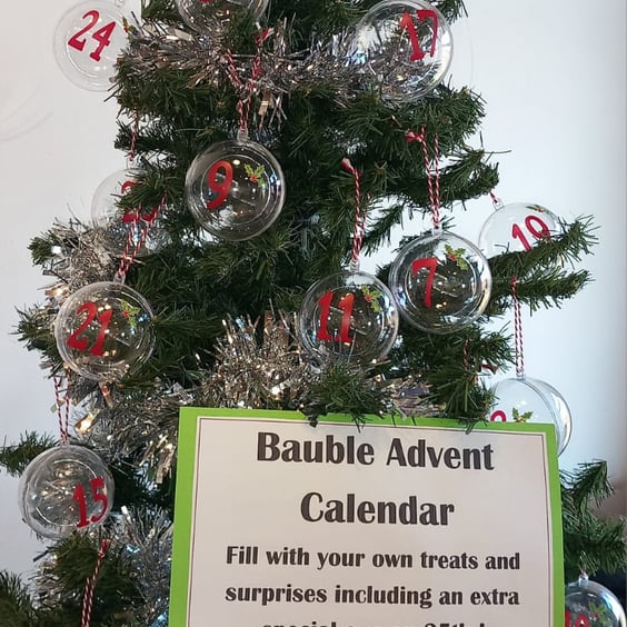 Christmas Tree Reusable Advent Calendar Fillable Baubles Decor Gifts Tracked 24